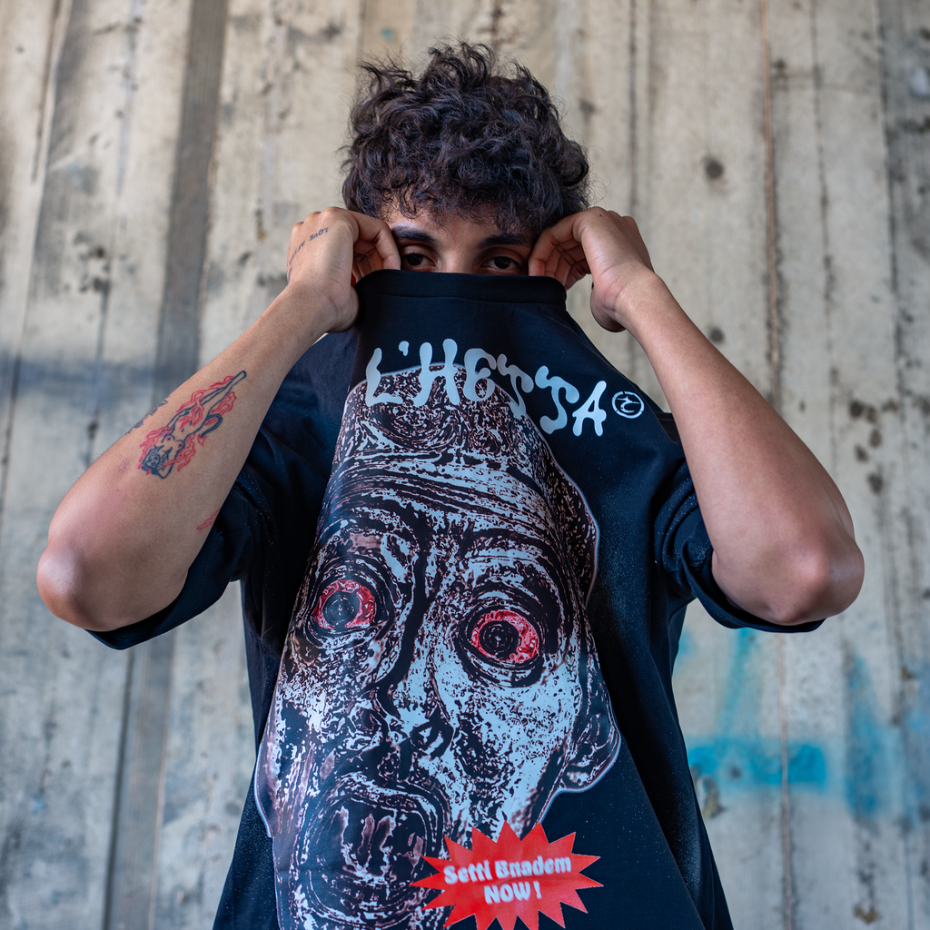 DREB LHETTA - CROPPED OVERSIZED BLACK TEE